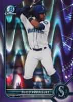2022 Bowman Chrome Prospects #BCP45 Julio Rodriguez Purple Raywave Refractor Baseball Card