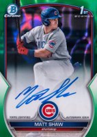 2023 Bowman Draft Chrome Prospect Autograph #CDAMS Matt Shaw Green Refractor Baseball Card