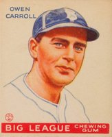 1933 Goudey #72 Owen Carroll White background Baseball Card