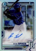 2021 Bowman Draft Chrome Draft Pick Autographs #CDARSP Ryan Spikes Refractor Baseball Card