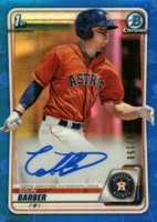 2020 Bowman Chrome Prospect Autographs #CPACBA Colin Barber Blue Refractor Baseball Card