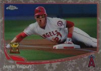 2013 Topps Chrome #1 Mike Trout Sliding-Camo Refractor Baseball Card