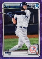 2020 Bowman Draft #BD56 Austin Wells Chrome-Purple Refractor Baseball Card