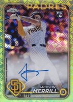 2024 Topps Chrome Logofractor Edition MLB Refractor Chrome Autographs #RCAJME Jackson Merrill Green Refractor Baseball Card