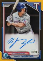 2024 Bowman Chrome Prospect Autographs #CPAWLA Wyatt Langford Gold Refractor Baseball Card