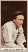 1912 Brown Backgrounds Common back # Joe Tinker Baseball Card