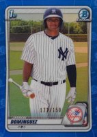 2020 Bowman Chrome Prospects #BCP8 Jasson Dominguez Blue Refractor Baseball Card