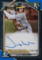 2024 Bowman Chrome Prospect Autographs #CPAJWI Jacob Wilson Blue Refractor Baseball Card