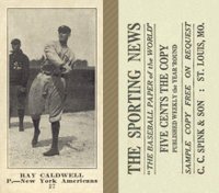 1916 Sporting News #27 Ray Caldwell Baseball Card
