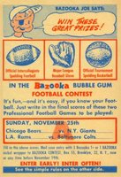 1956 Topps # Contest Card Nov.25 Bears-Giants/Rams-Colts Football Card