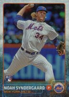 2015 Topps Update #US157 Noah Syndergaard Pitching-No Sparkle-Rainbow Foil Baseball Card