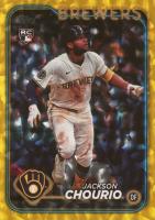 2024 Topps Update #US240 Jackson Chourio Yellow Crackle Foil Board Baseball Card