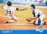 1992 Score Factory Set Inserts #B3 David Justice World Series Game 3 Baseball Card
