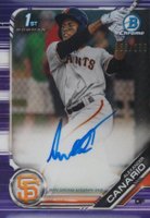 2019 Bowman Chrome Prospects Autographs #CPAAC Alexander Canario Purple Refractor Baseball Card
