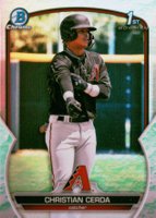 2023 Bowman Chrome Prospects #BCP56 Christian Cerda Lunar Glow Refractor Baseball Card