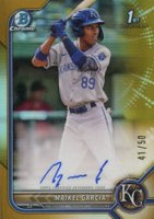 2022 Bowman Chrome Prospect Autographs #CPAMG Maikel Garcia Gold Refractor Baseball Card