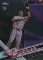 2017 Topps Chrome #169 Aaron Judge Catching-Green Refractor Baseball Card