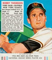1952 Red Man Tobacco #24 Bobby Thomson Baseball Card