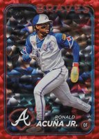 2024 Topps #1 Ronald Acuna Jr. Red Crackle Foil Board Baseball Card