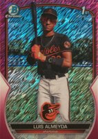 2023 Bowman Chrome Prospects #BCP194 Luis Almeyda Fuchsia Shimmer Baseball Card