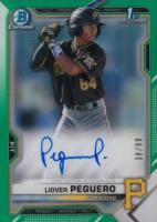 2021 Bowman Chrome Prospect Autographs #CPALP Liover Peguero Green Refractor Baseball Card