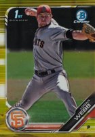 2019 Bowman Prospects Chrome #79 Logan Webb Yellow Refractor Baseball Card