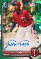 2022 Bowman Chrome Prospect Autographs #CPAYMS Yasser Mercedes Green Atomic Refractor Baseball Card
