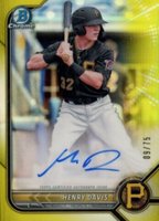 2022 Bowman Chrome Prospect Autographs #CPAHD Henry Davis Yellow Refractor Baseball Card