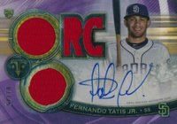 2019 Topps Triple Threads Rookies & Future Phenoms Autograph Relic #FT Fernando Tatis Jr. Amethyst Baseball Card