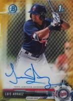 2017 Bowman Chrome Prospect Autograph #LA Luis Arraez Gold Refractor Baseball Card