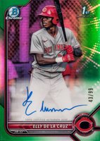 2022 Bowman Chrome Prospect Autographs #CPAED Elly de La Cruz Green Refractor Baseball Card