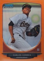 2013 Bowman Chrome Prospects #BCP100 Carlos Correa Orange Refractor Baseball Card