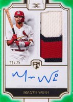 2024 Topps Definitive Collection Definitive Rookie Patch Autographs #DRPCMW Masyn Winn Green Baseball Card