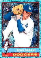 2025 Topps Heritage #224 Roki Sasaki Chrome-Aqua Sparkle Refractor Baseball Card