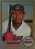 2017 Topps Heritage  #419 Francisco Lindor Chrome-Gold Refractor Baseball Card