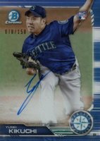2019 Bowman Rookie Autographs Chrome #YK Yusei Kikuchi Blue Refractor Baseball Card