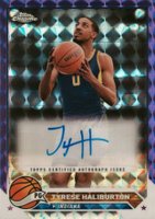 2023 Topps Chrome Topps Chrome Autographs #CGTH Tyrese Haliburton Purple Geometric Basketball Card