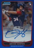 2012 Bowman Chrome Rookie Autograph #RA-BH Bryce Harper Blue Refractor Baseball Card