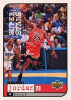 1998 Upper Deck Mattel NBA Superstars # Michael Jordan Red Jersey Basketball Card