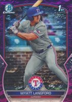 2023 Bowman Draft #BDC106 Wyatt Langford Chrome-Fuchsia Lunar Baseball Card