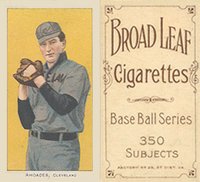 1909 White Borders Broadleaf 350  #409 Bob Rhoades Hands At Chest-Correct spell Rhoads Baseball Card