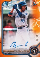 2022 Bowman Chrome Prospect Autographs #CPAMG Maikel Garcia Orange Refractor Baseball Card