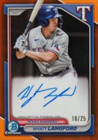 2024 Bowman Chrome Prospect Autographs #CPAWLA Wyatt Langford Orange Refractor Baseball Card