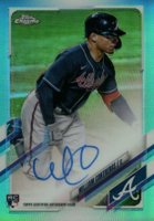 2021 Topps Chrome Rookie Autographs #RAWC William Contreras Aqua Refractor Baseball Card