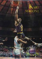 1996 Topps NBA Stars #26 Karl Malone Finest-Atomic Refractor Basketball Card