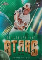 2024 Topps Chrome Update Stratospheric Stars #12 Jackson Holliday Green Refractor Baseball Card