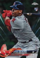 2018 Topps Chrome #25 Rafael Devers Batting-Green Refractor Baseball Card