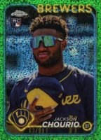 2024 Topps Chrome #161 Jackson Chourio Variation-Green Speckle Refractor Baseball Card