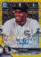 2018 Bowman Prospects Autographs Chrome #LR Luis Robert Canary Yellow Shimmer Baseball Card