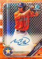 2019 Bowman Chrome Prospects Autographs #CPAAT Abraham Toro Orange Refractor Baseball Card